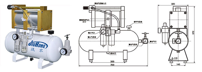 JRN-C-L2-E空气增压阀产品尺寸说明